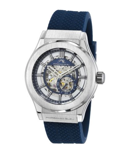 Мужские автоматические часы Porsamo Bleu Cruz с синим силиконовым ремешком, 45 mm