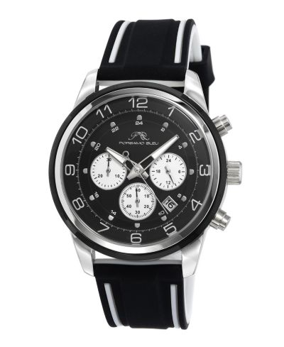 Porsamo Bleu Men's Arthur Chronograph Black Silicone Strap Watch 44 mm