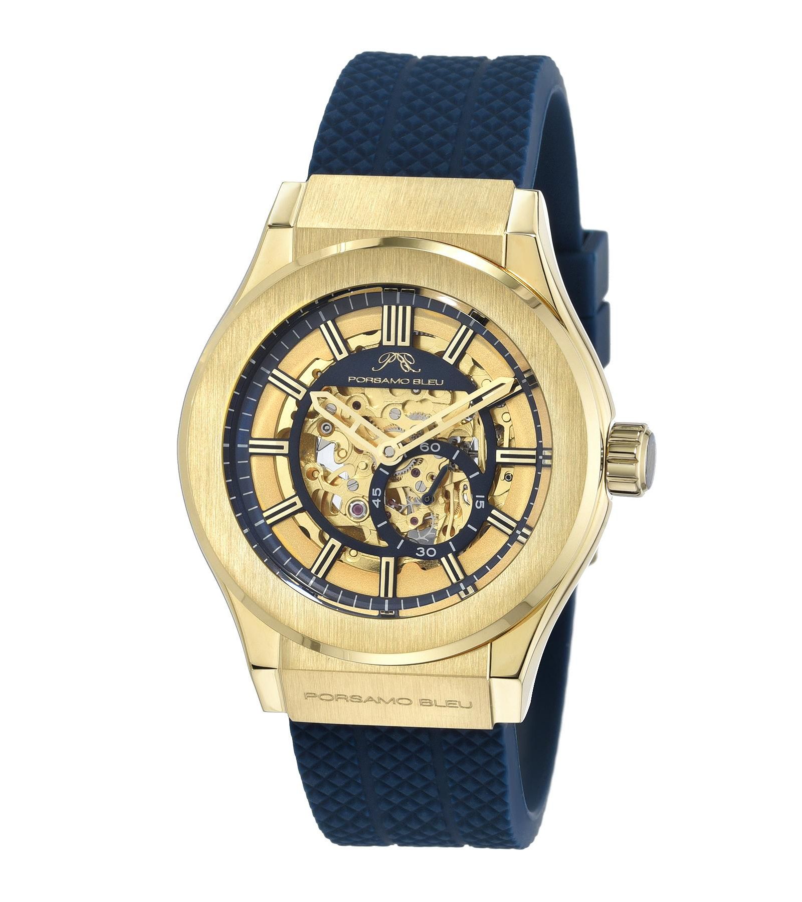 Porsamo Bleu Men's Cruz Automatic Blue Silicone Strap Watch 45 mm
