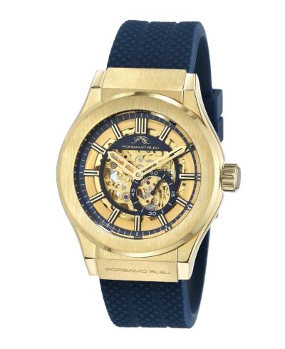 Porsamo Bleu Men's Cruz Automatic Blue Silicone Strap Watch 45 mm