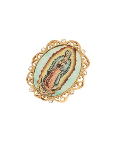 Эмалевая овальная брошь 2028 Our Lady of Guadalupe