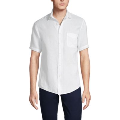 Lands' End Men's Traditional Fit Short Sleeve Linen Shirt