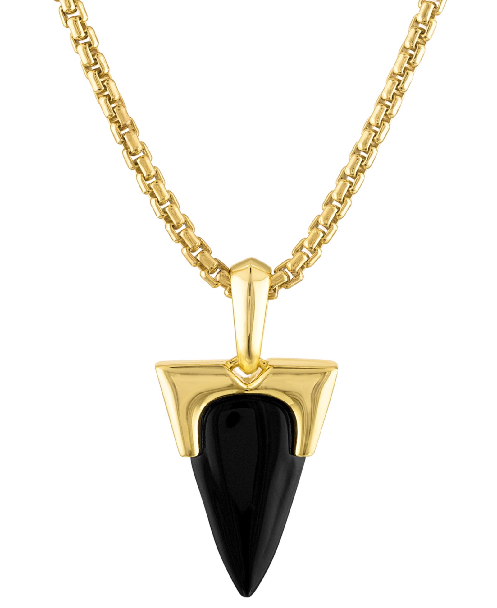 Мужской кулон Bulova Icon Black Onyx в позолоченном серебре 14k, 24" + 2" extender