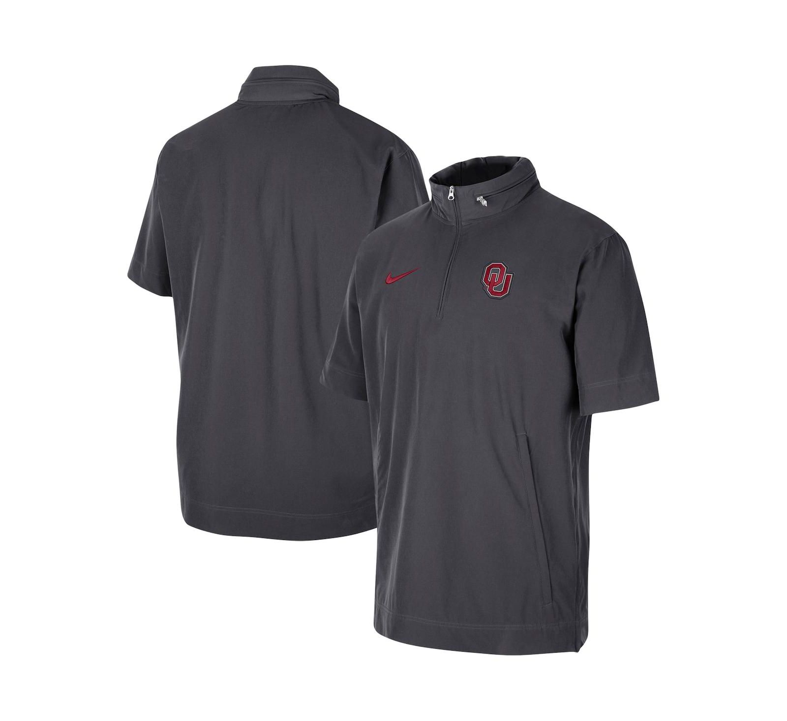 Men's Nike Anthracite Oklahoma Sooners Coaches Half-Zip Short Sleeve Jacket