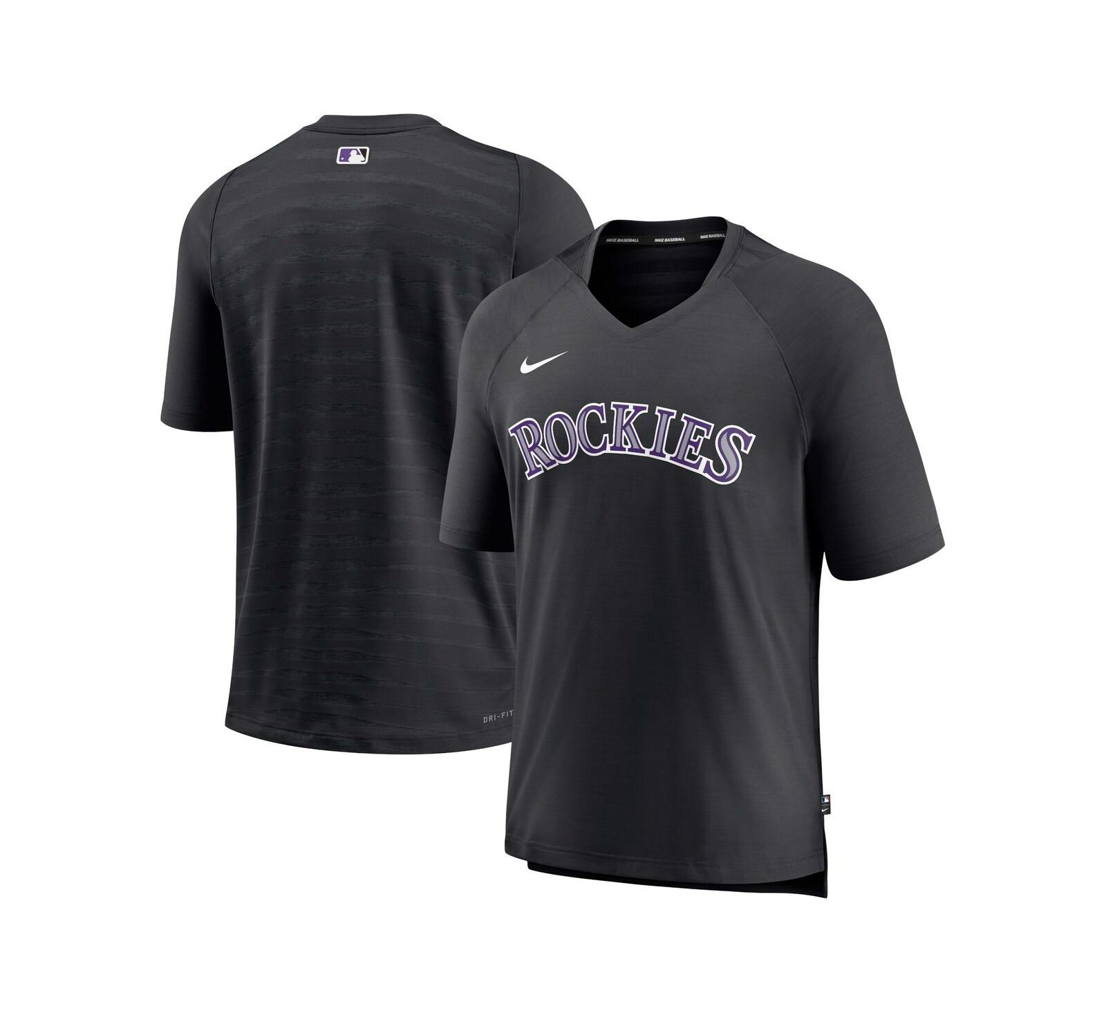 Мужская футболка Nike Colorado Rockies Authentic Collection Pregame Raglan Performance V-Neck Black
