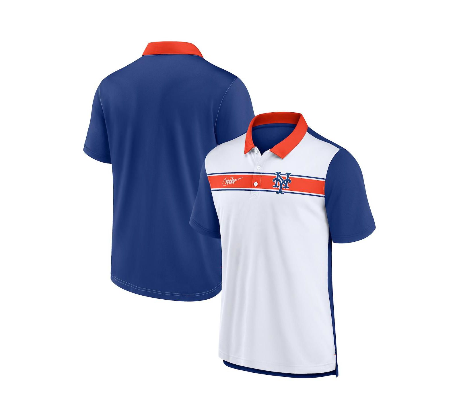 Men's Nike White, Royal New York Mets Rewind Stripe Polo Shirt