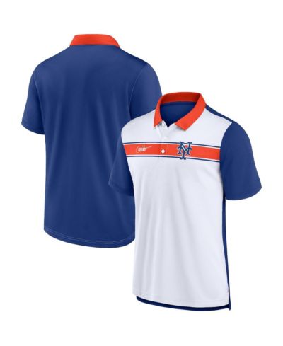 Men's Nike White, Royal New York Mets Rewind Stripe Polo Shirt