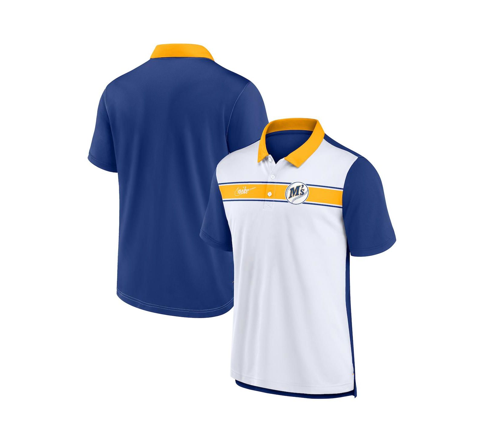 Мужское поло Nike White, Royal Seattle Mariners Rewind Stripe
