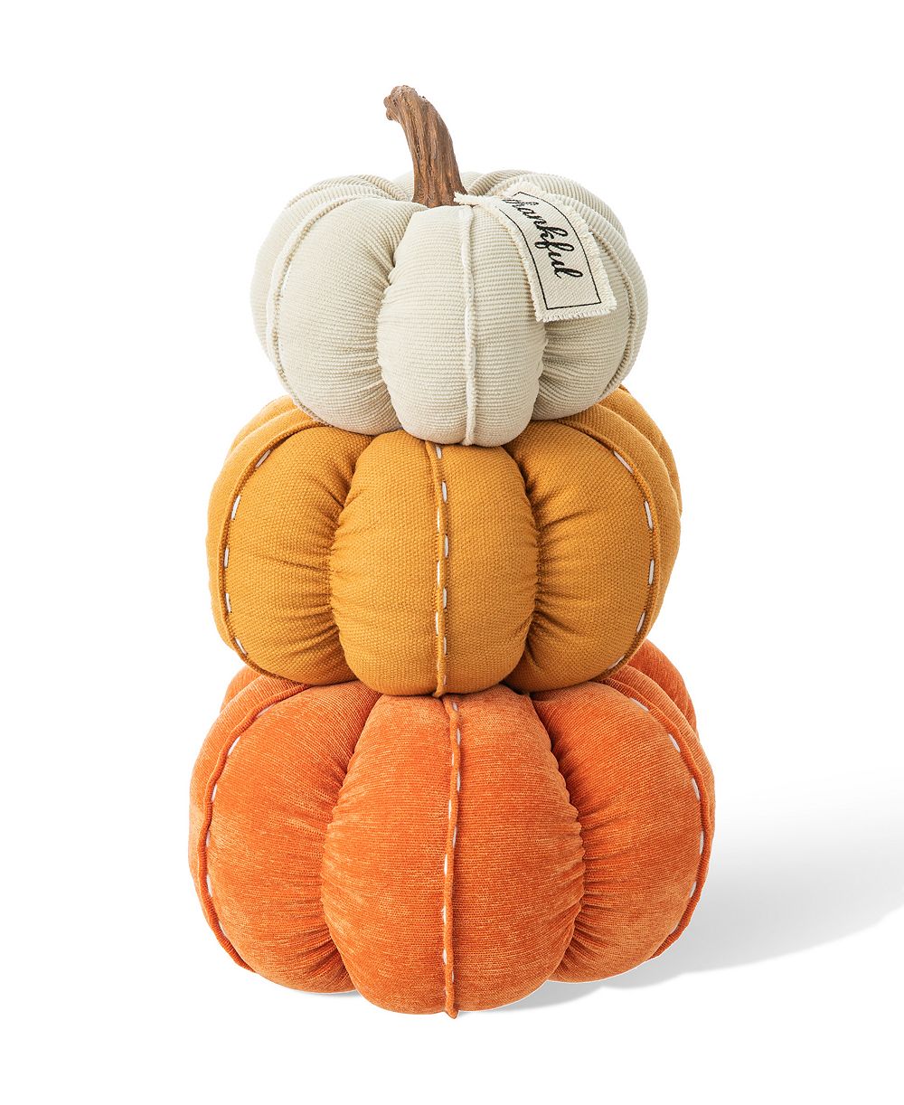Декоративная тыква Glitzhome 13" H Fall Stacked Fabric