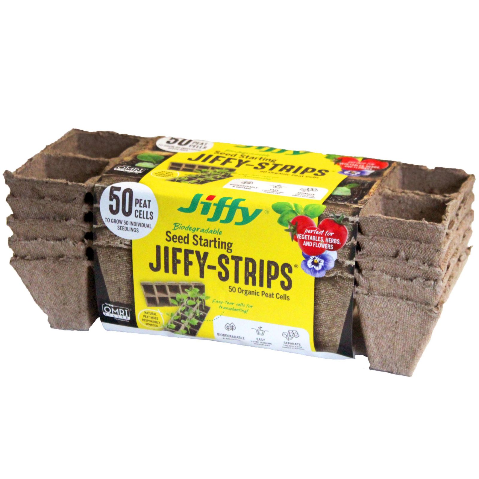 Jiffy Biodegradable Seed Starting Jiffy-Strips, 50 Peat Cells