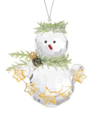 Ganz Kissing Krystals Teeny Mistletoe Snowman with Gold-tone Stars Ornament
