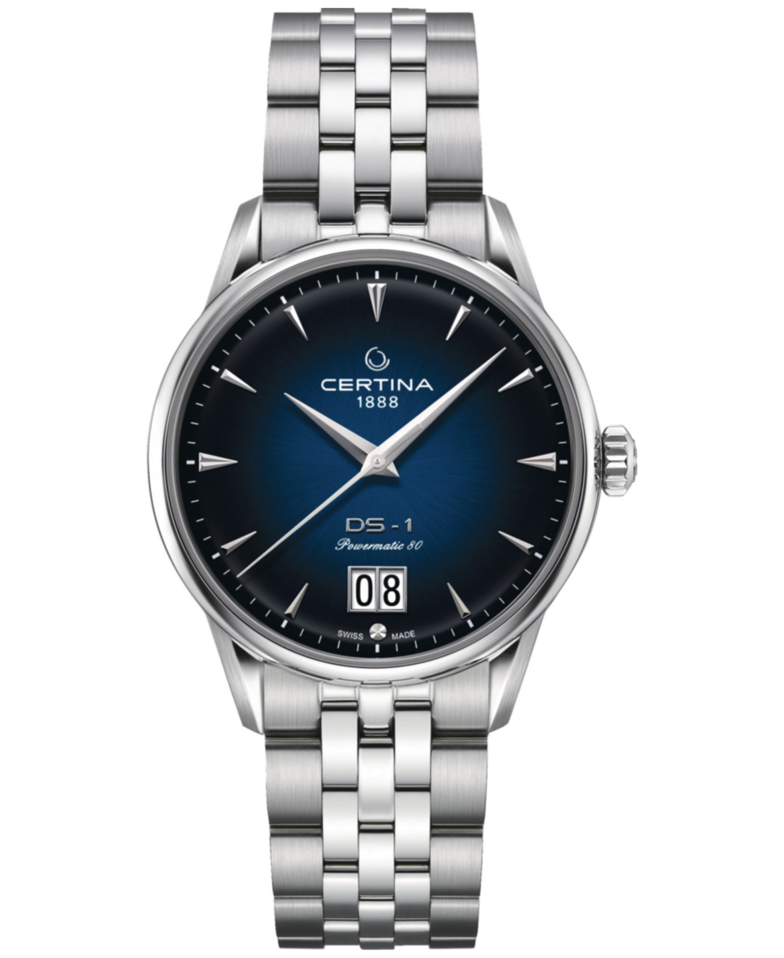 Certina Men's Swiss Automatic DS-1 Big Date Stainless Steel Bracelet Watch 41mm