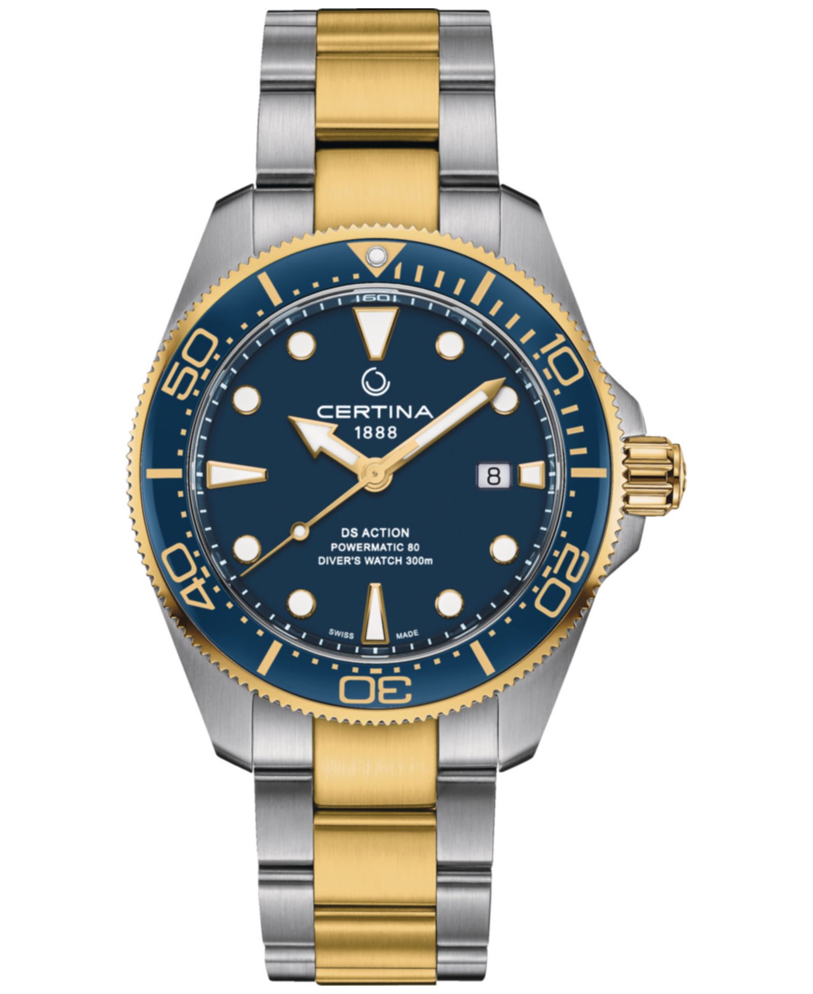 Мужские часы Certina Swiss Automatic DS Action Diver Two-Tone Stainless Steel Bracelet 43mm