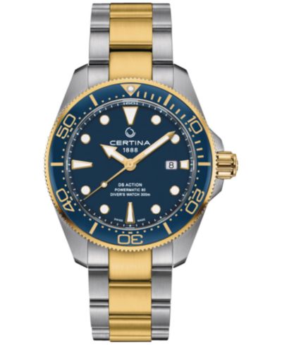 Мужские часы Certina Swiss Automatic DS Action Diver Two-Tone Stainless Steel Bracelet 43mm