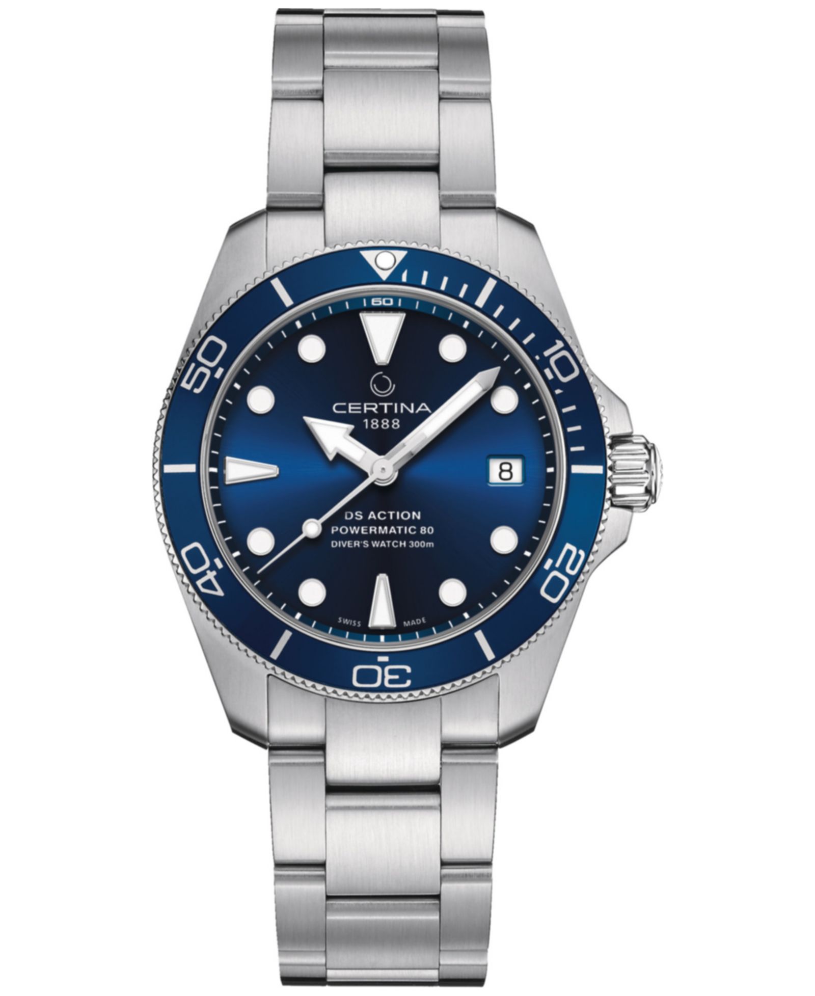 Часы Certina Unisex Swiss Automatic DS Action Diver Stainless Steel Bracelet, 38mm