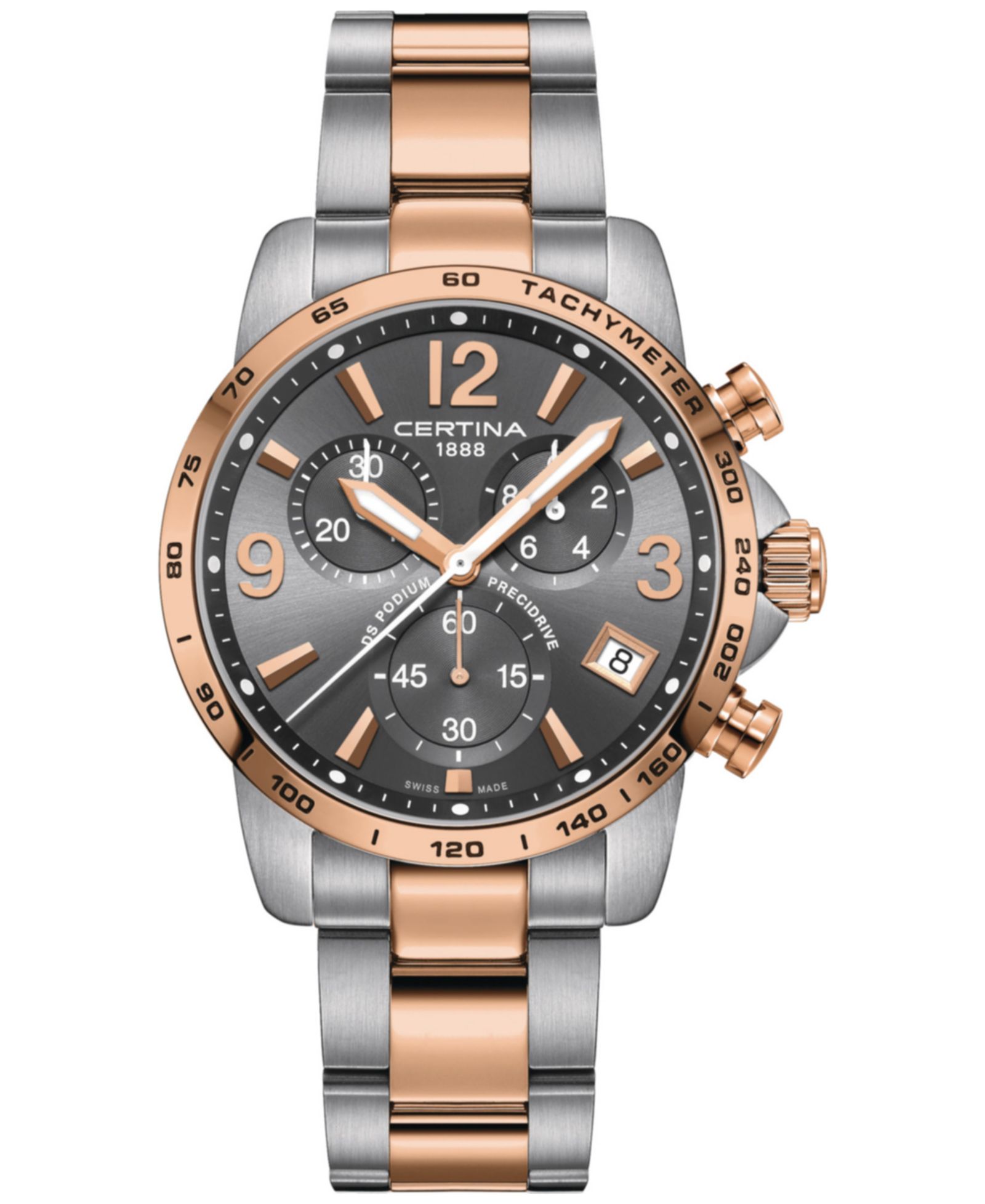 Certina Men's Swiss Chronograph DS Podium Two-Tone Stainless Steel Bracelet Watch 41mm