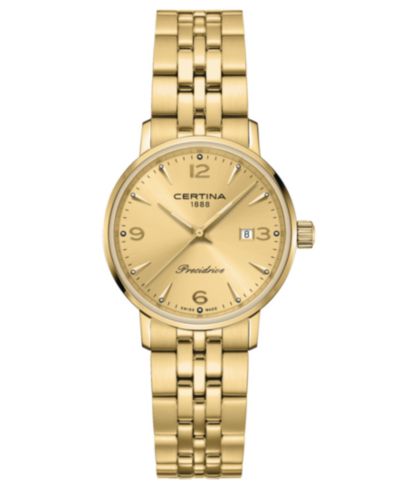 Женские часы Certina Swiss DS Caimano Gold PVD Stainless Steel Bracelet 28mm