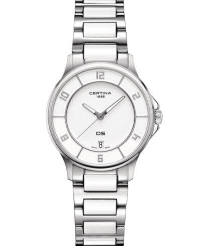 Женские часы Certina Swiss DS-6 White Ceramic & Stainless Steel Bracelet 35mm