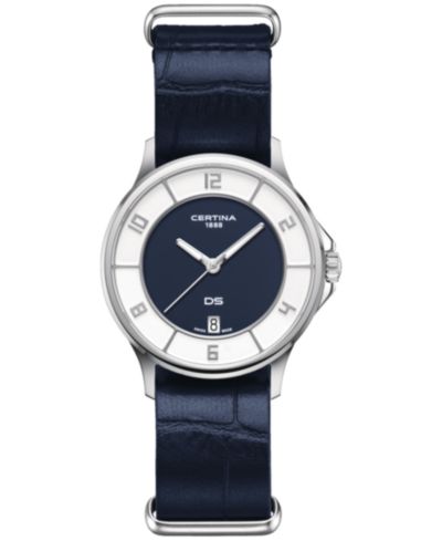 Женские швейцарские часы Certina Blue Leather Strap 35mm