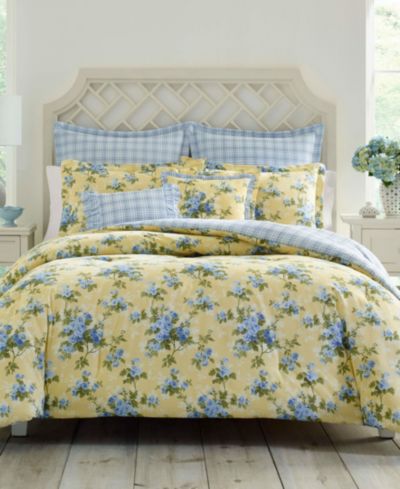 Laura Ashley Cassidy Cotton Reversible 7 Piece Duvet Cover Set, Full/Queen