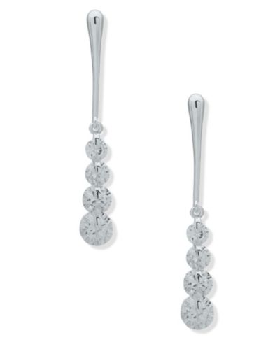 Anne Klein Серебристые линейные серьги-подвески с баром и CZ