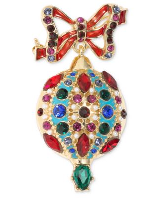 Брошь Holiday Lane Gold-Tone Multicolor Crystal & Imitation Pearl Ornament Pin