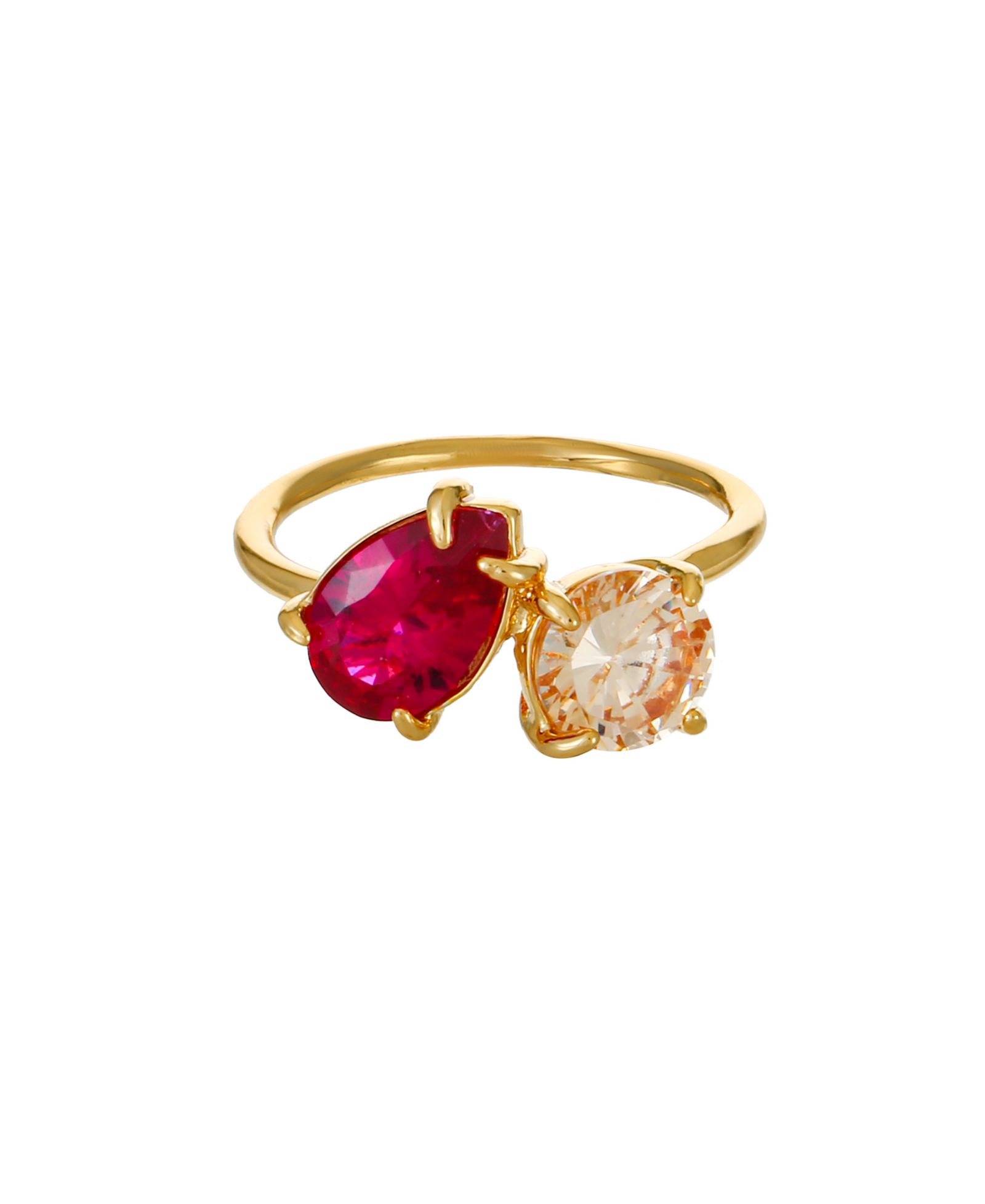 ETTIKA кольцо с топазом и кубическим цирконием, позолоченная латунь 18K Gold