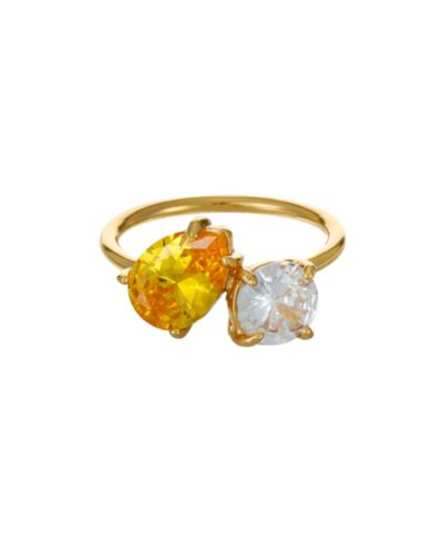 Кольцо ETTIKA 18K Gold Plated Brass Yellow and Clear Cubic Zirconia