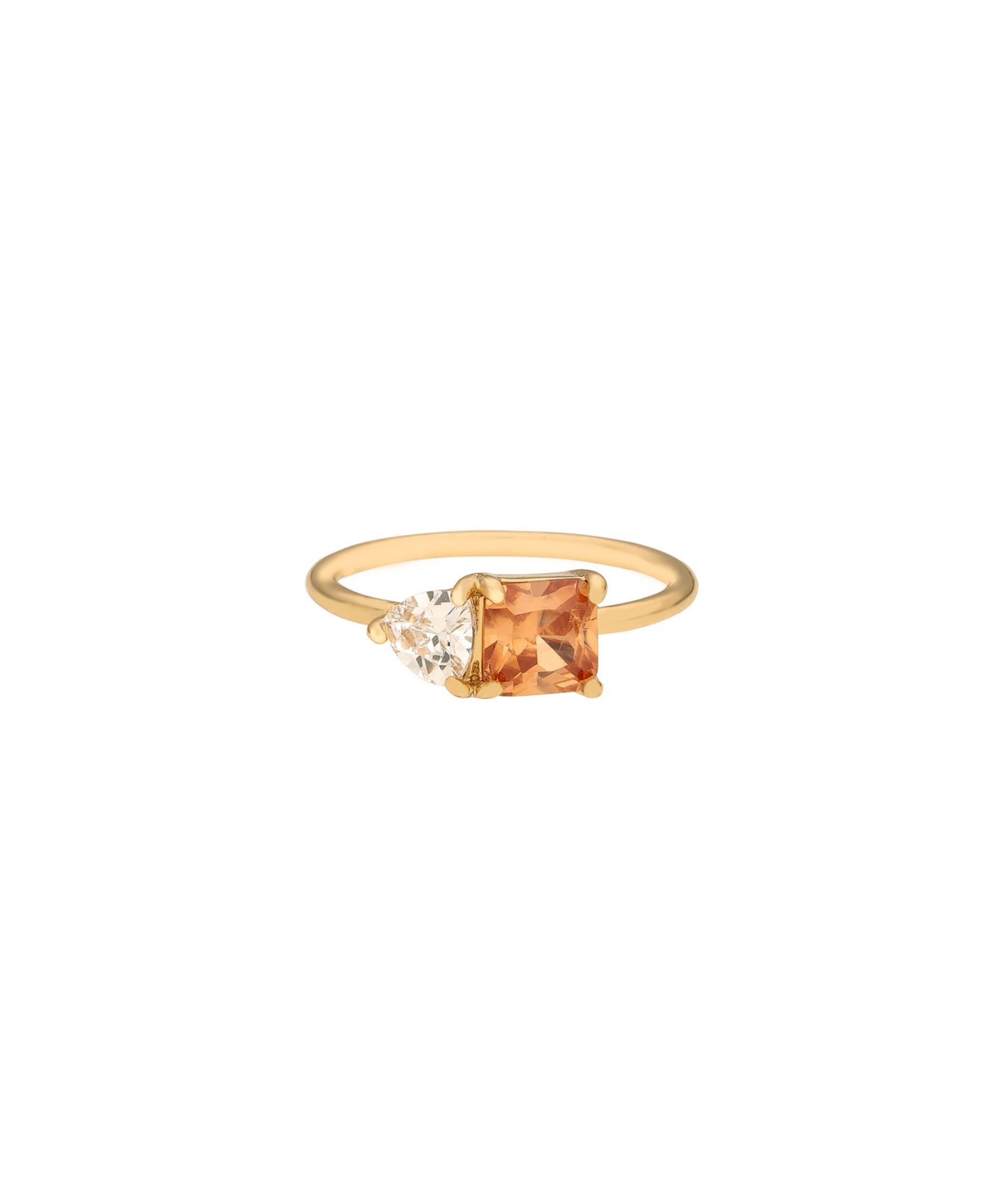 Кольцо ETTIKA 18K Gold Plated Brass Square Cubic Zirconia