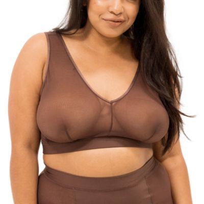Naked Rebellion Plus Size бесшовный сетчатый топ-бра в цвете Nude