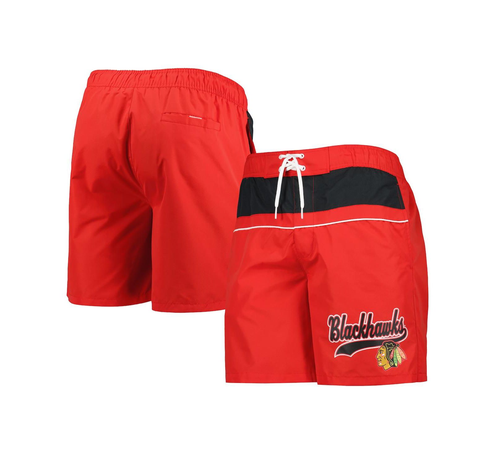 Starter Мужские плавательные шорты Chicago Blackhawks Freestyle Volley красного цвета