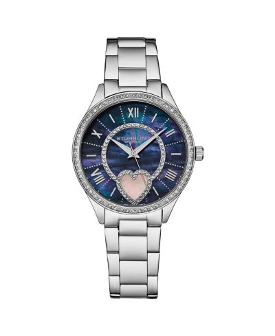 Женские часы Stuhrling Symphony из нержавеющей стали с синим циферблатом, 45mm, серебристого цвета