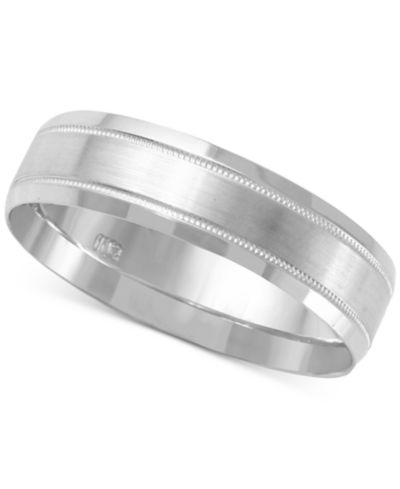 Мужское кольцо из белого золота 14k с текстурированной и гладкой отделкой