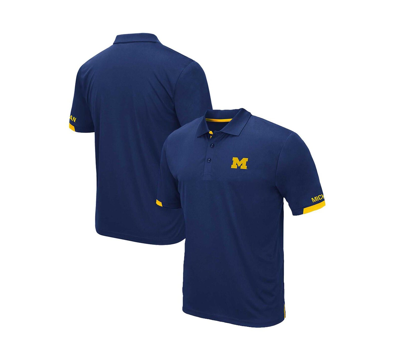 Мужская рубашка-поло Colosseum Navy Michigan Wolverines Big and Tall Santry