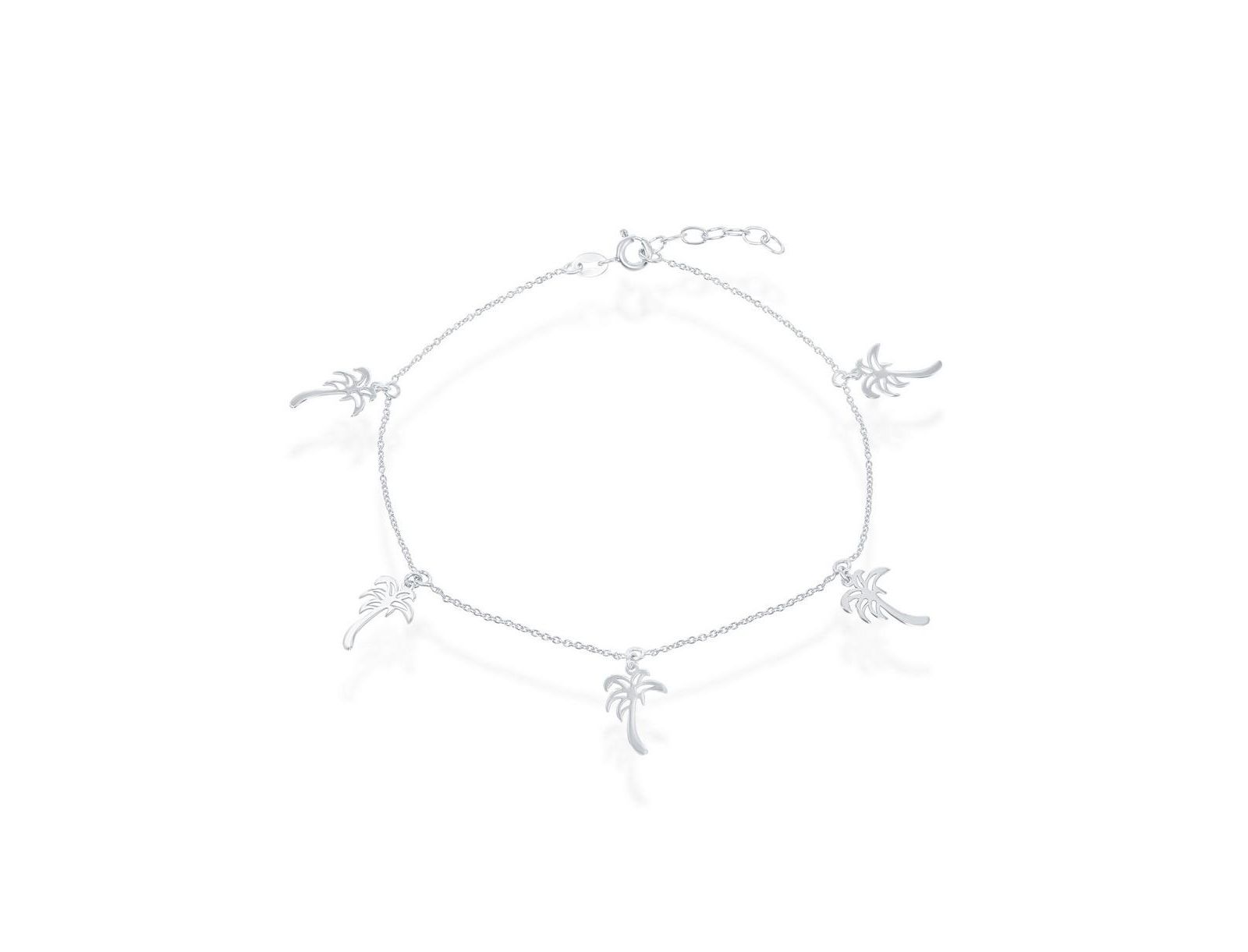 Simona Sterling Silver Dangling Palm Trees Anklet