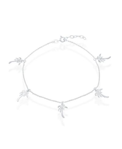 Simona Sterling Silver Dangling Palm Trees Anklet