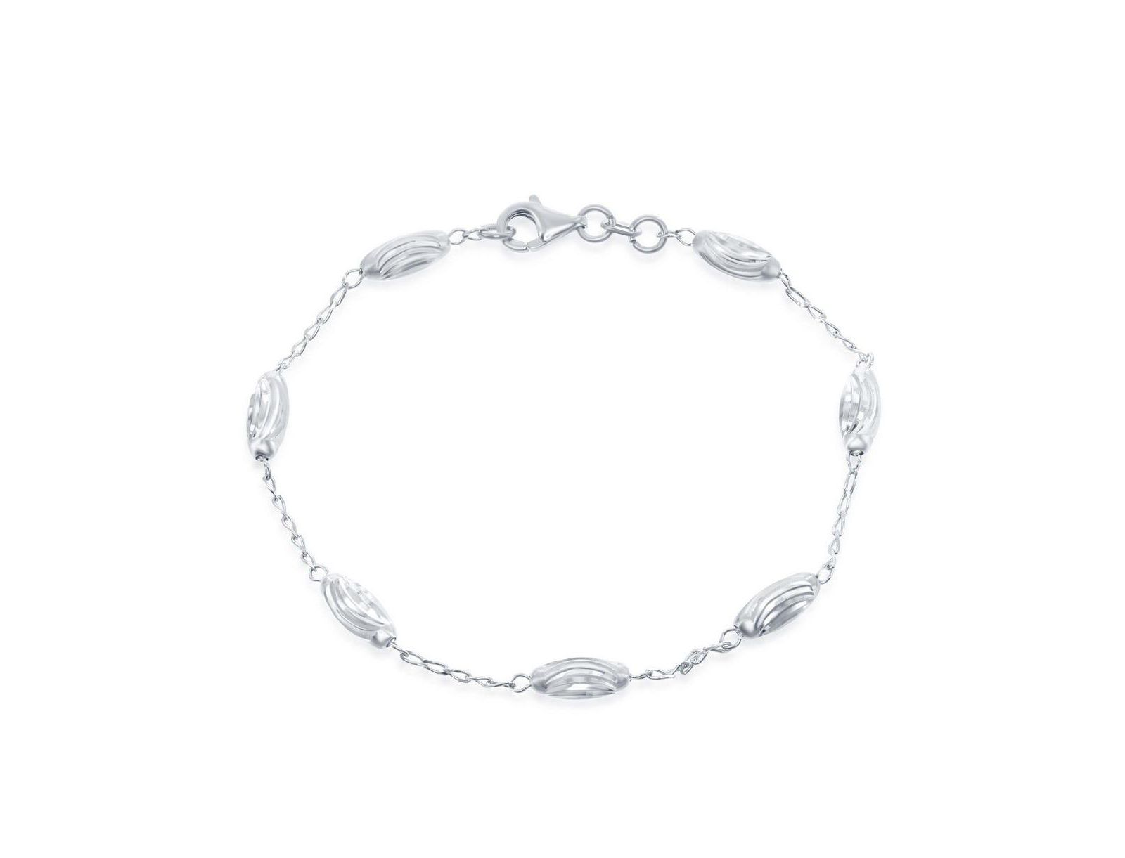 Браслет на ногу Simona Sterling Silver Diamond Moon Cut Oval Bead