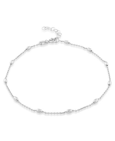 Simona Sterling Silver Diamond Cut Small Oval Beads Anklet