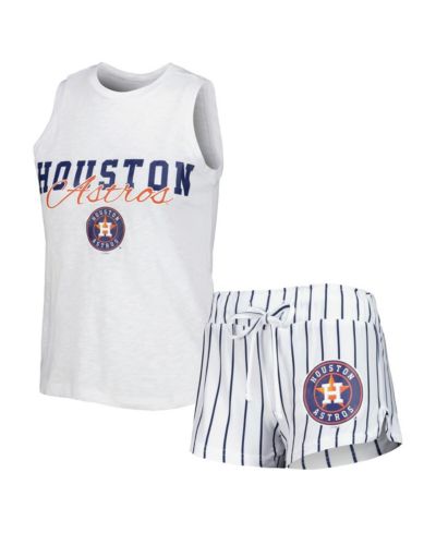 Женский комплект из топа и шорт Concepts Sport White Houston Astros Reel Pinstripe