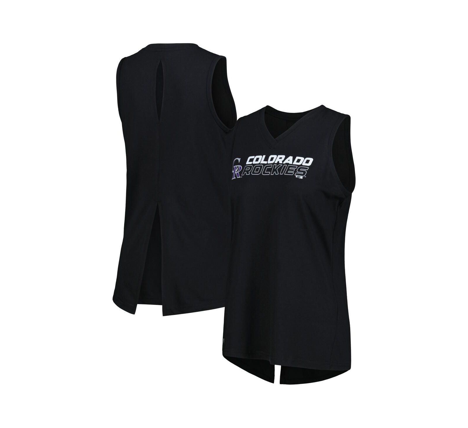 Женский топ LevelWear Black Colorado Rockies Paisley Chase V-Neck Tank Top