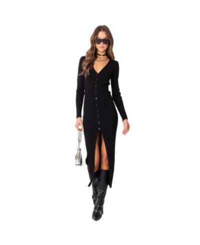 Edikted Women's Knitted Maxi Dress With Buttons