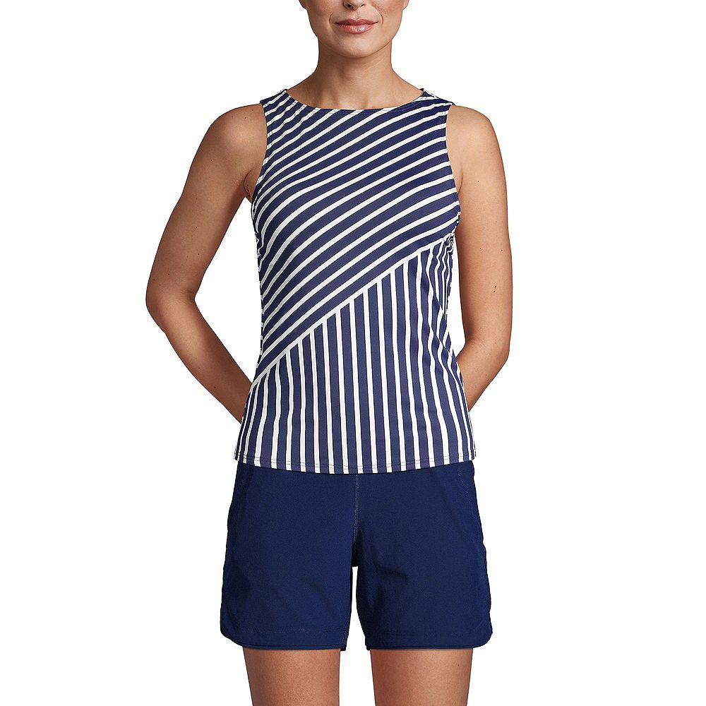 Lands' End Women's DDD-Cup Chlorine Resistant High Neck UPF 50 Modest Tankini Swimsuit Top