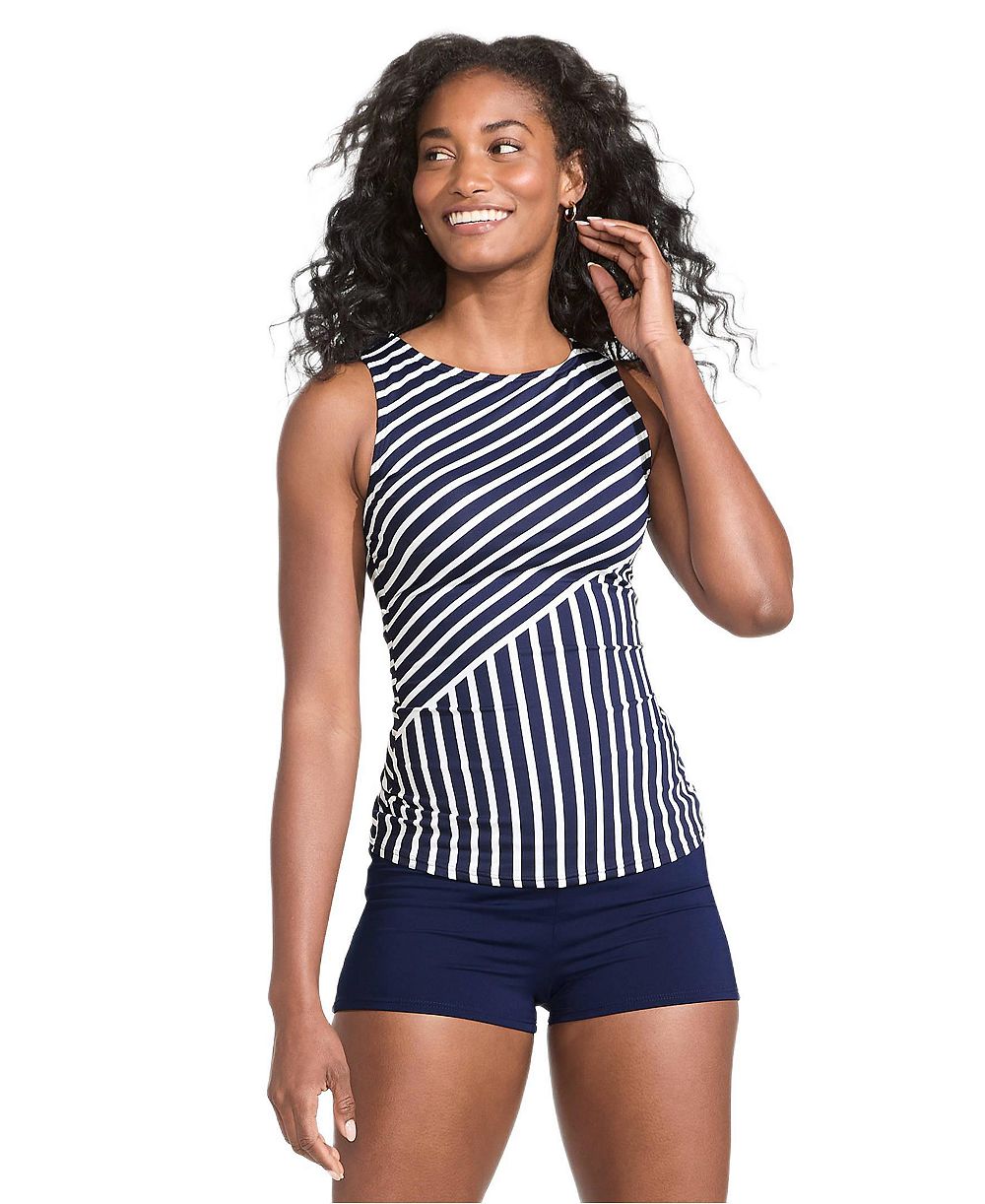 Lands' End Women's DD-Cup High Neck UPF 50 Sun Protection Modest Tankini Swimsuit Top