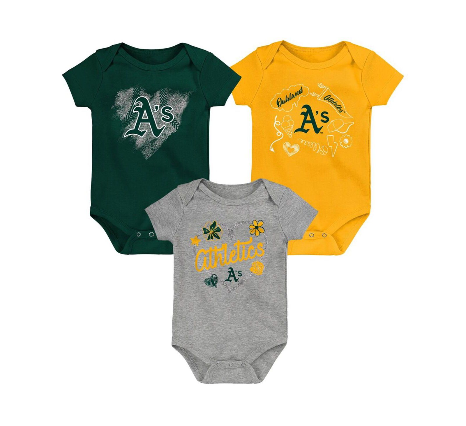 Комплект боди Outerstuff Oakland Athletics 3-Pack для младенцев
