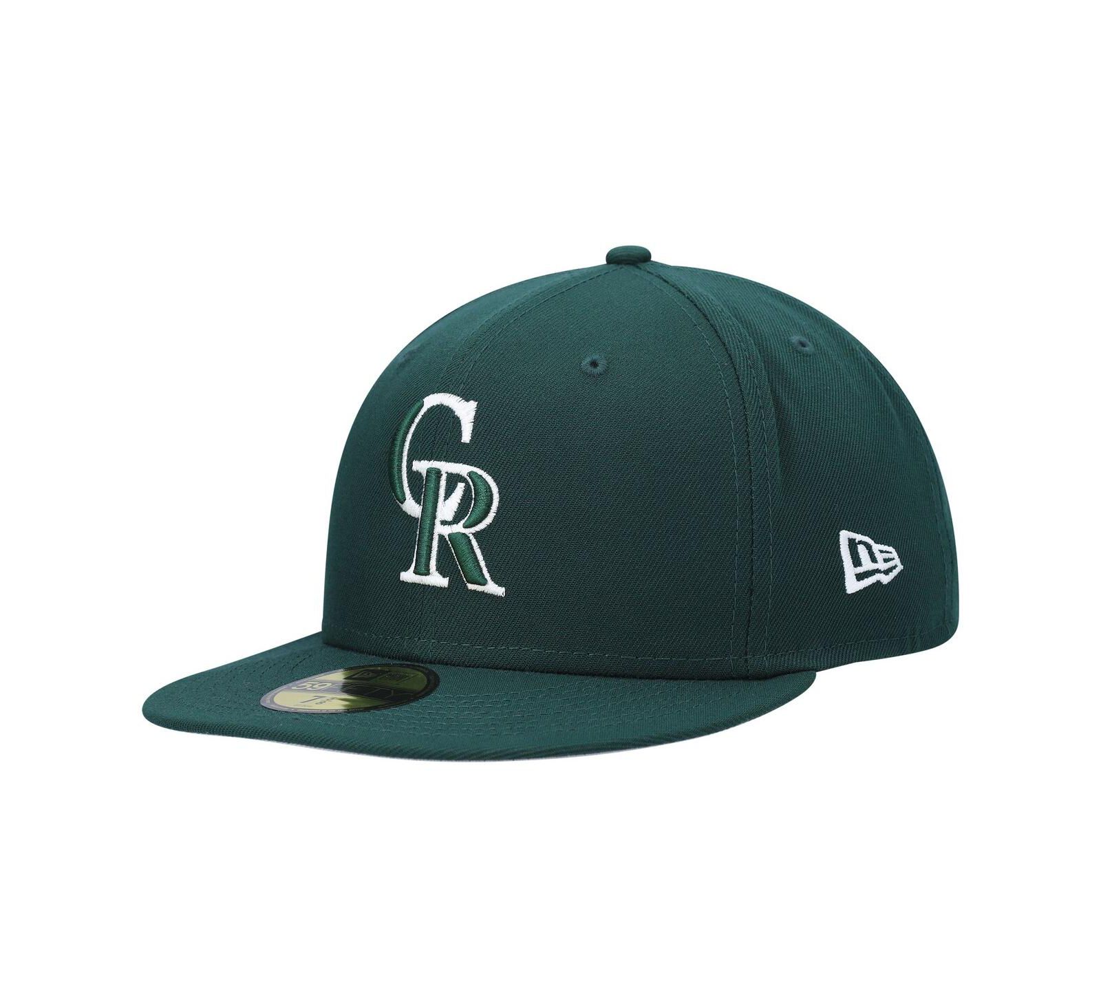 Мужская кепка New Era Green Colorado Rockies White Logo 59FIFTY Fitted Hat