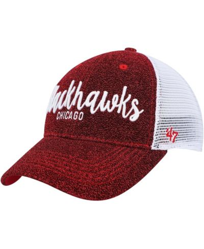 Women's '47 Brand Red, White Chicago Blackhawks Encore MVP Trucker Snapback Hat