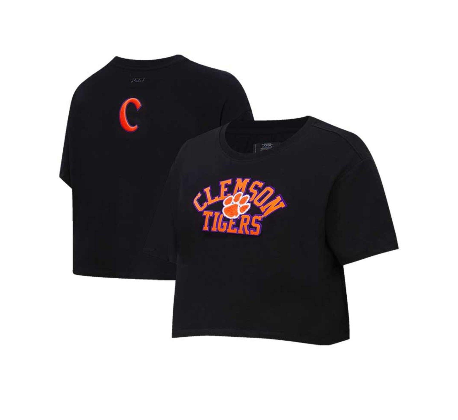 Женская укороченная футболка Pro Standard Black Clemson Tigers Classic Three-Hit Boxy Cropped