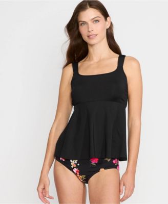 Lands' End Women's DD-Cup Adjustable Scoop Neck Flutter Tankini Top