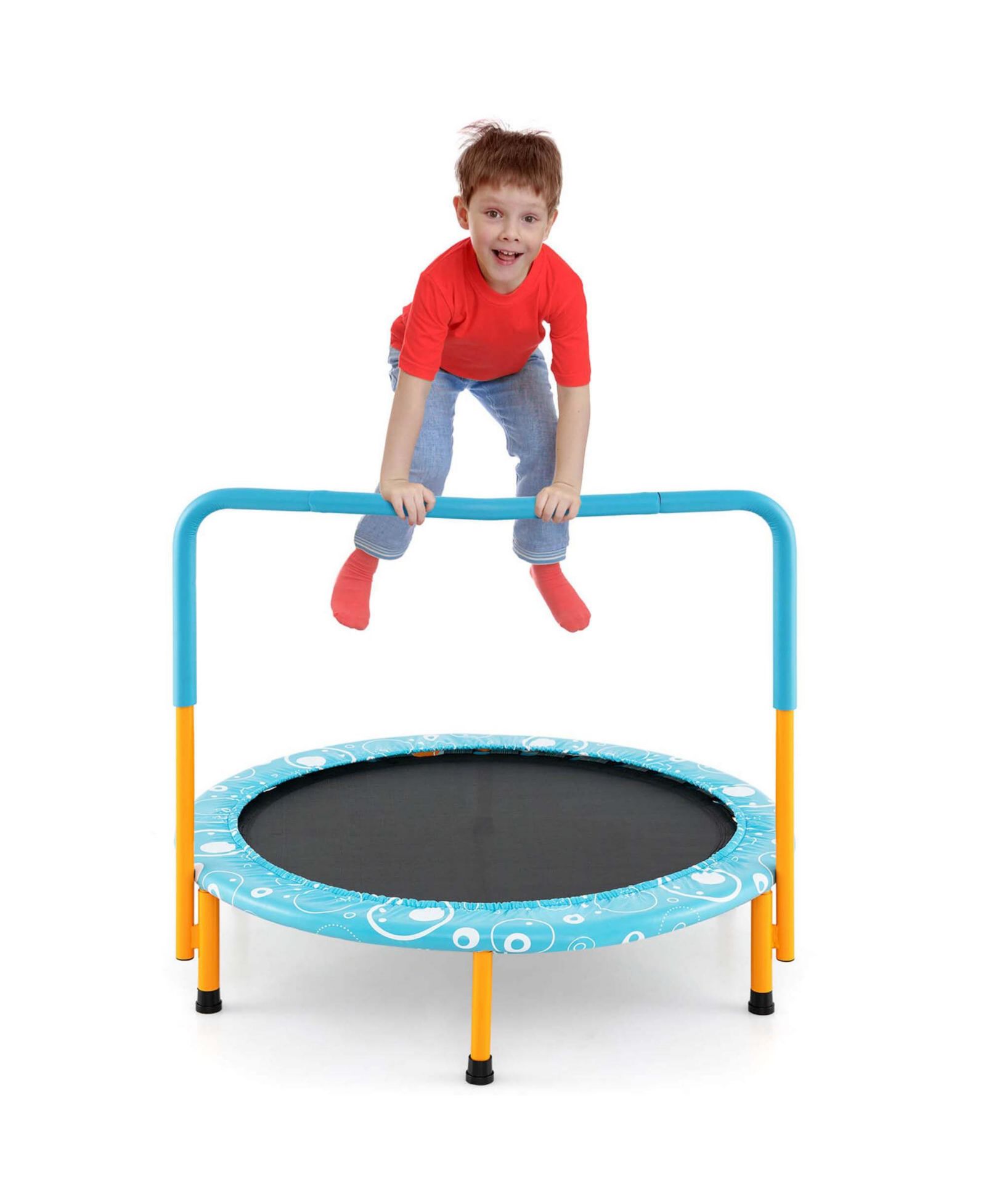36" Kids Trampoline Rebounder with Full Covered Handrail Pad Indoor