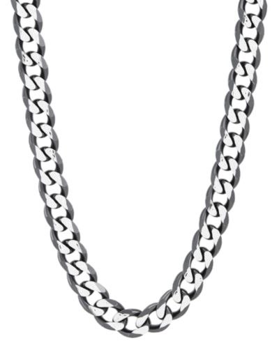 Цепочка-колье Italian Silver Men's Curb Link 22" Sterling Silver & Black Ruthenium-Plate (6-1/4mm)